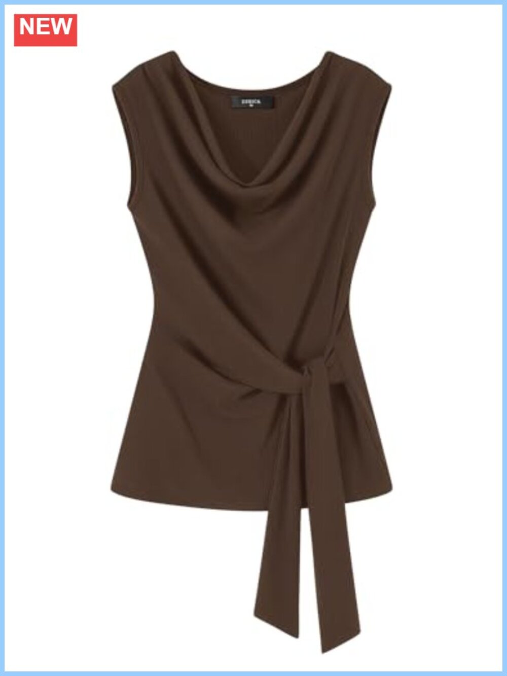 Womens Sleeveless Cowl Neck Wrap Tank Top Ribbed Knit Summer Office
